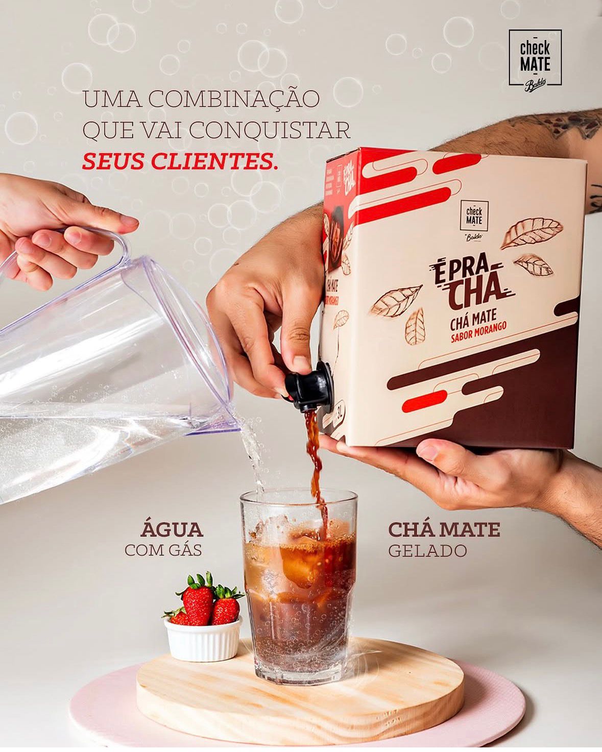 CHA MATE tostado Concentrato para preparo de 3 Litros -Sabor MORANGO